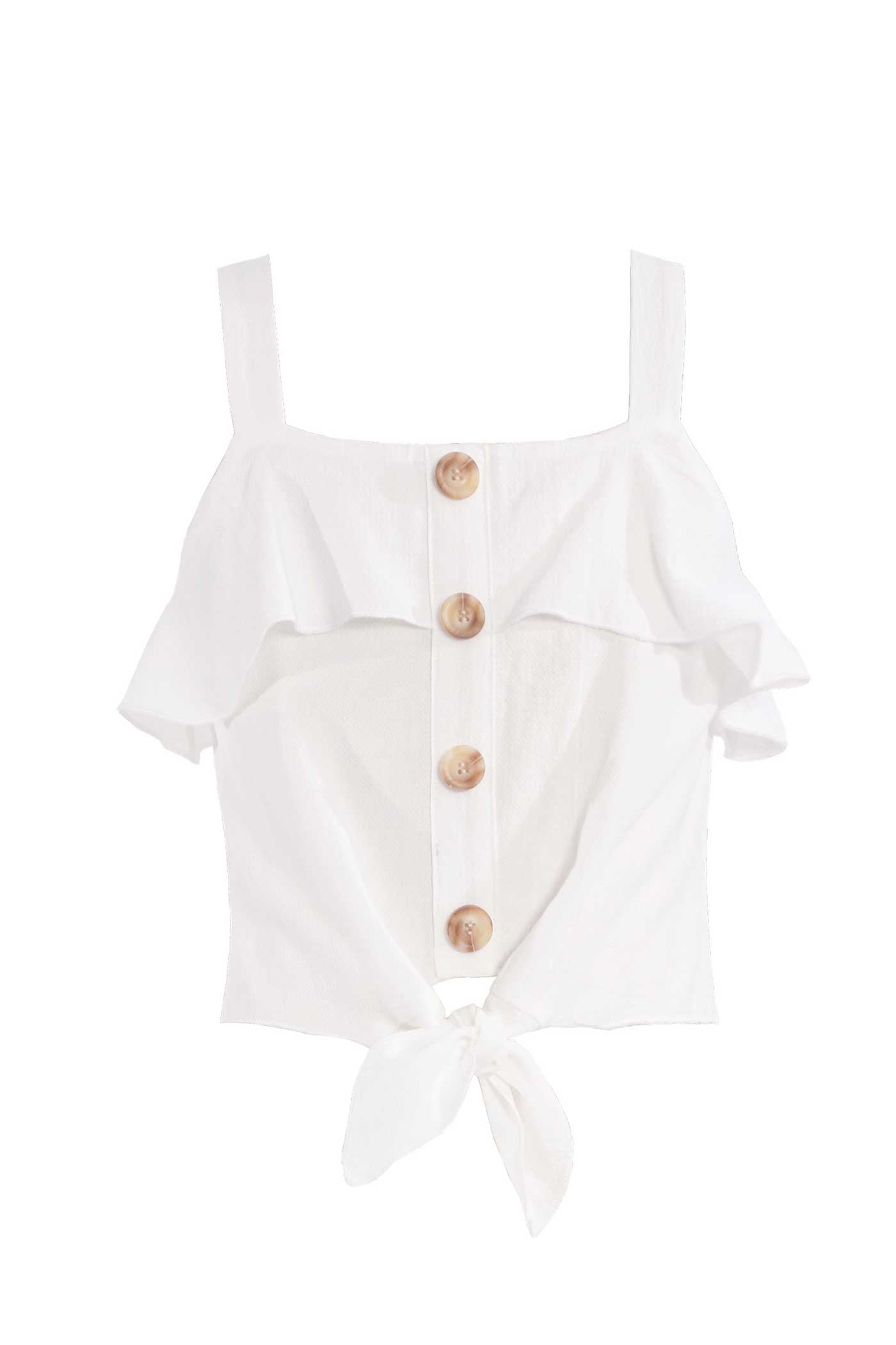 Big Girls Tie-Front Ruffle Summer Cami Top