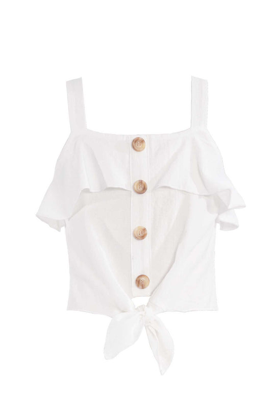 Big Girls Tie-Front Ruffle Summer Cami Top