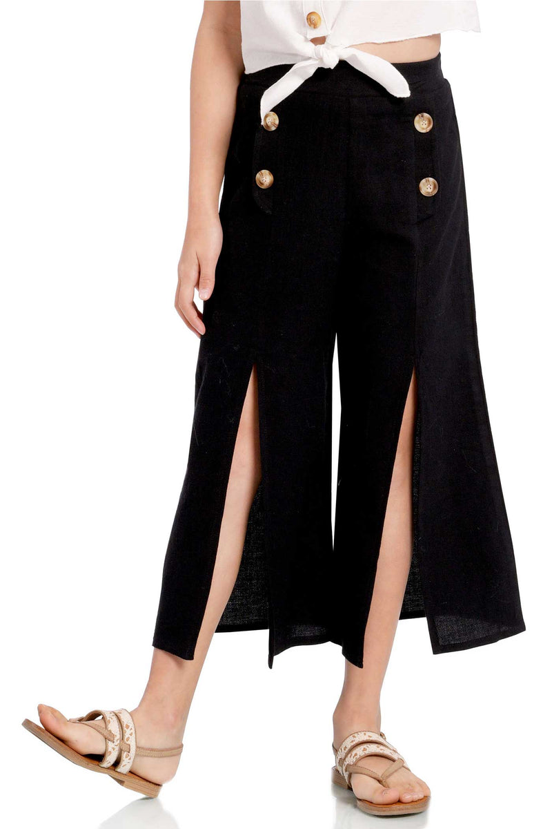 big girls front slit wide leg summer culottes