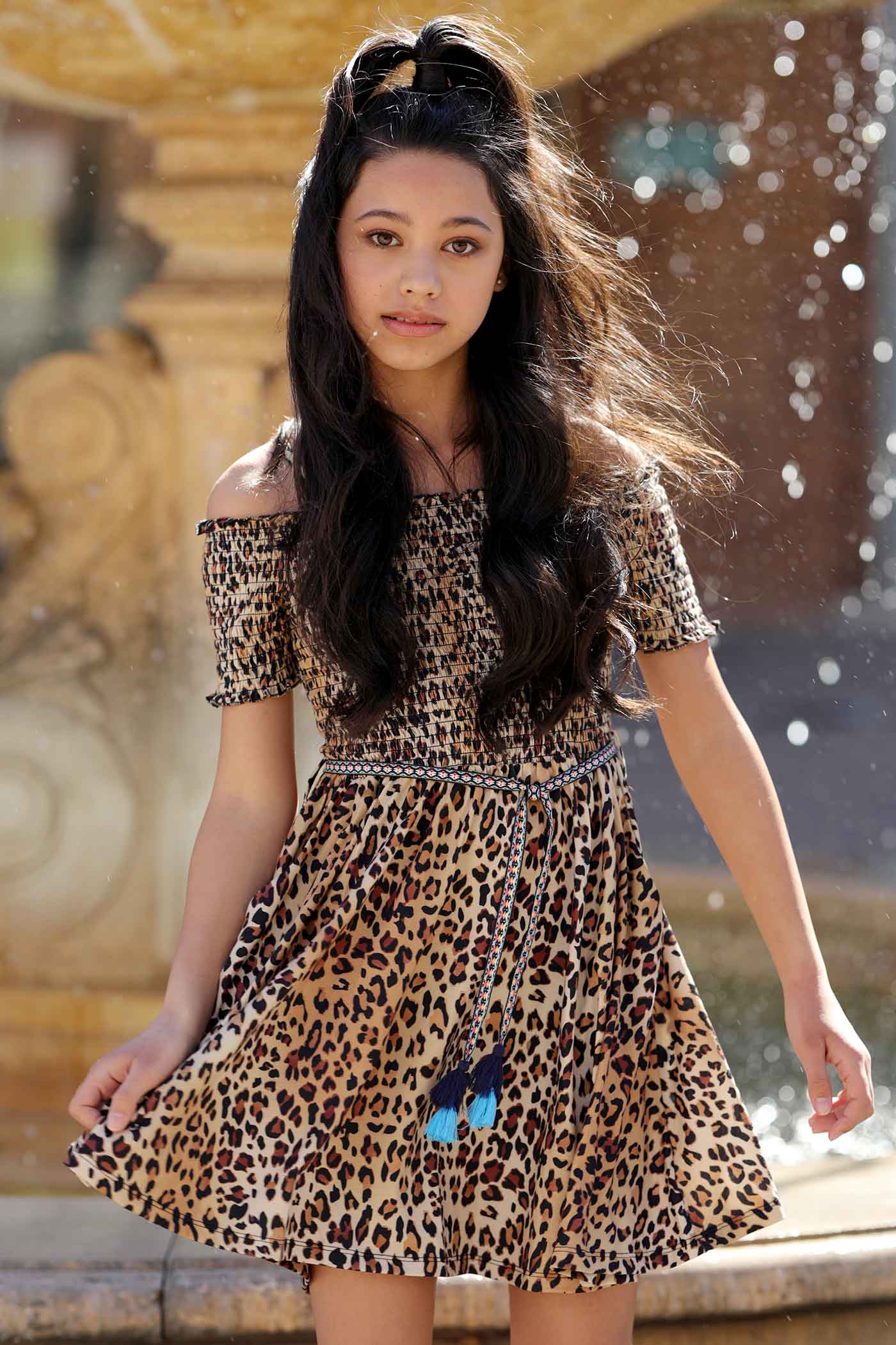 Truly Me Big Girls Smocked Top Animal Print Dress