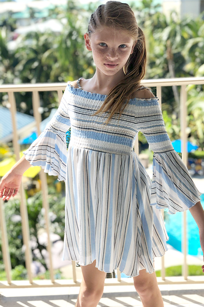 Big Girls Off The Shoulder Striped Summer Dress