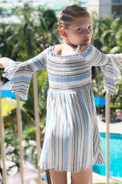 Big Girls Off The Shoulder Striped Summer Dress