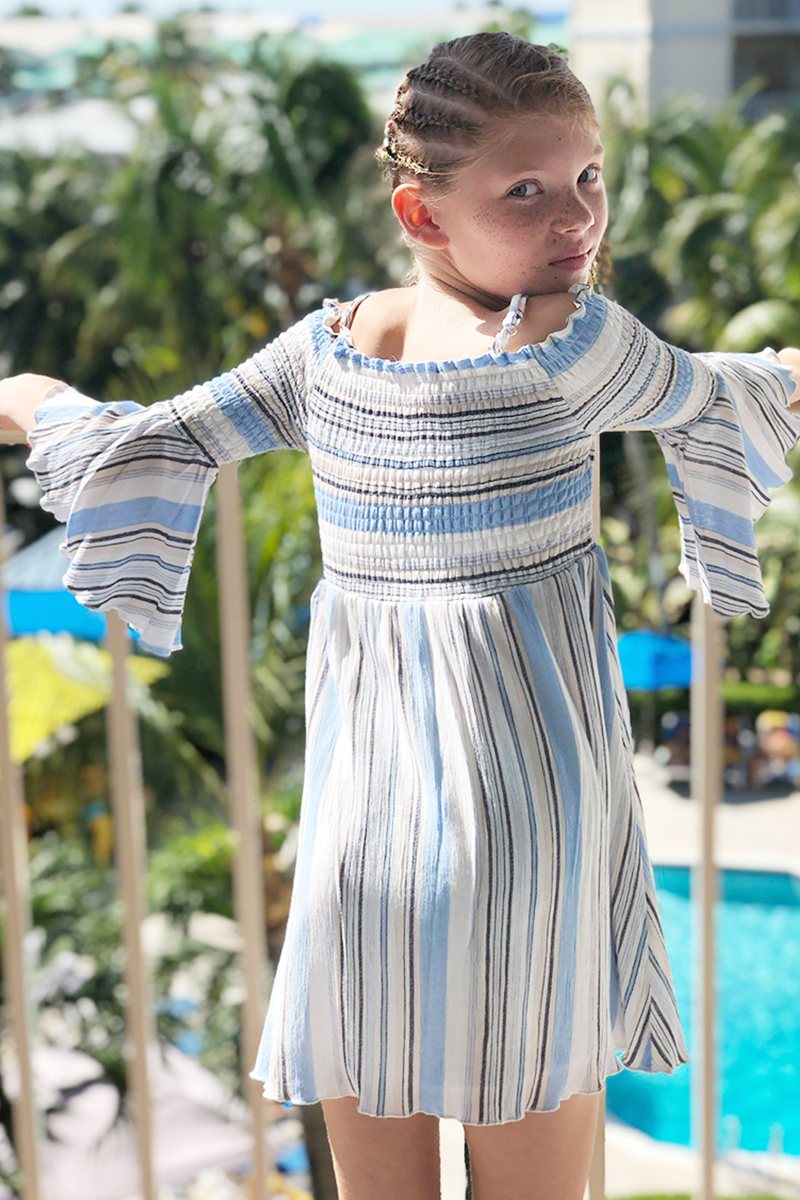 Big Girls Off The Shoulder Striped Summer Dress