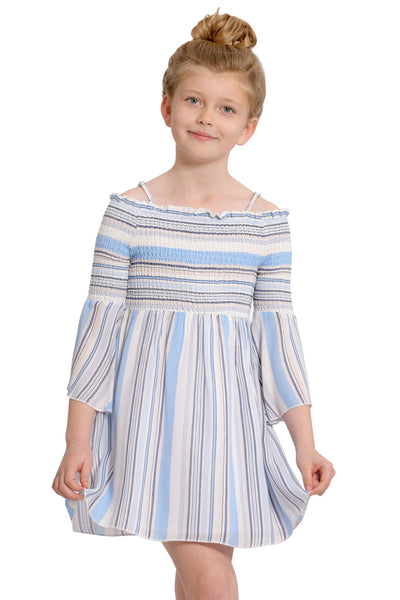 Big Girls Off The Shoulder Striped Summer Dress