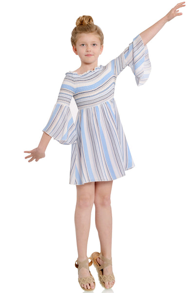 Big Girls Off The Shoulder Striped Summer Dress