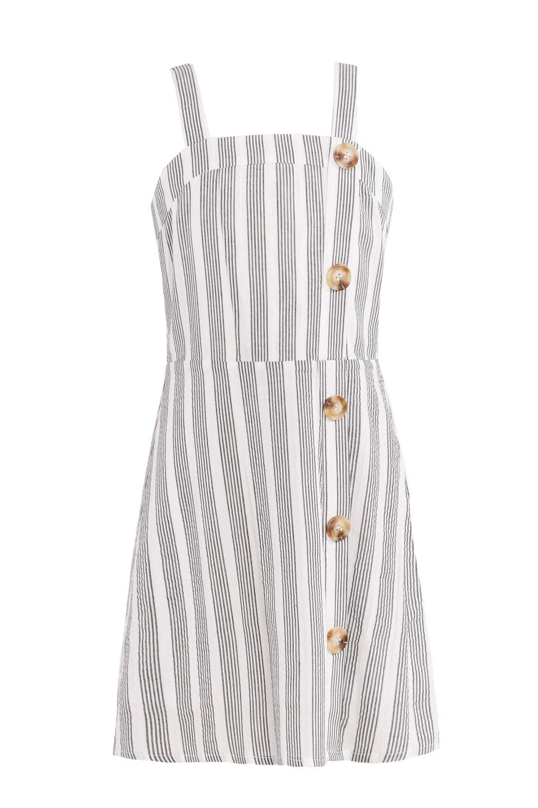 Big Girls Pin Striped Button Detail Sundress