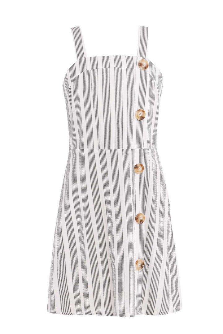 Big Girls Pin Striped Button Detail Sundress