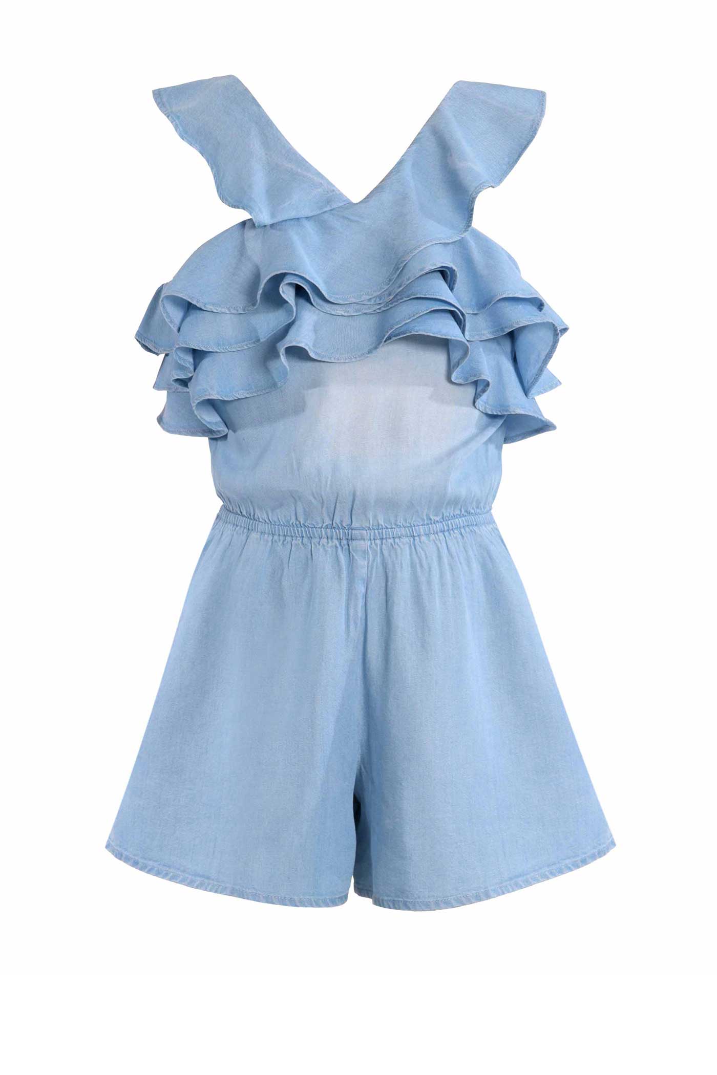 big girls ruffled chambray summer romper