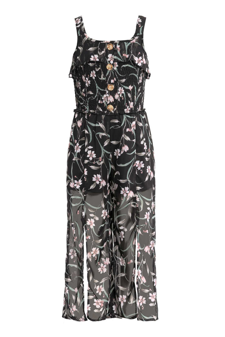 Truly Me Big Girls Floral Print Chiffon Jumpsuit with Front Slits
