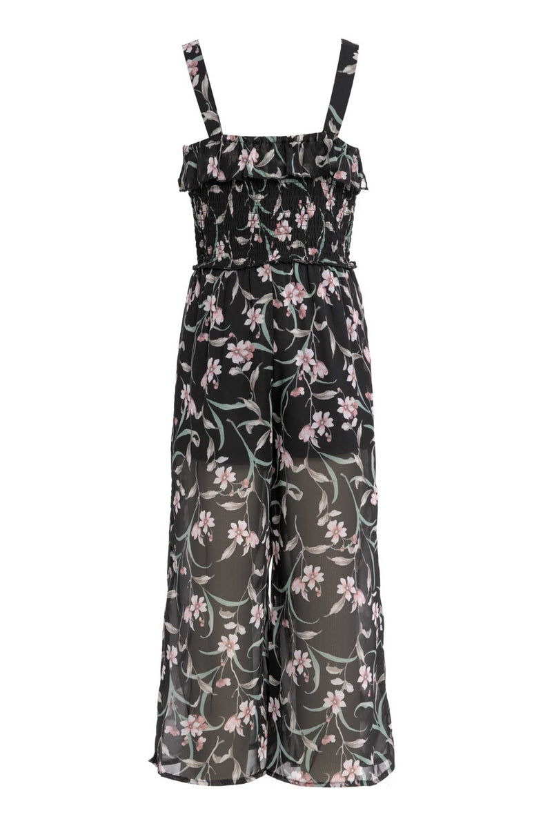 Truly Me Big Girls Floral Print Chiffon Jumpsuit with Front Slits
