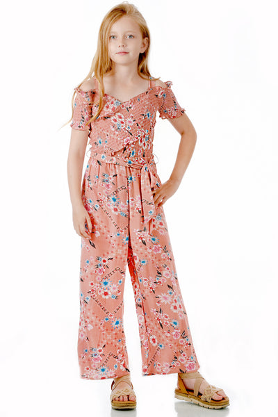 Big Girls Off The Shoulder Floral Print Jumpsuit