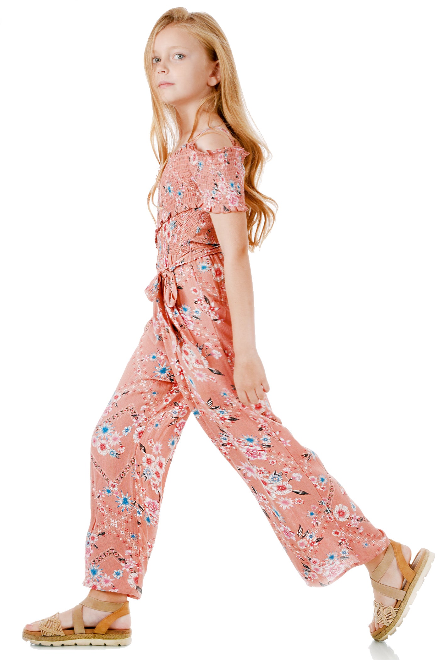 Big Girls Off The Shoulder Floral Print Jumpsuit