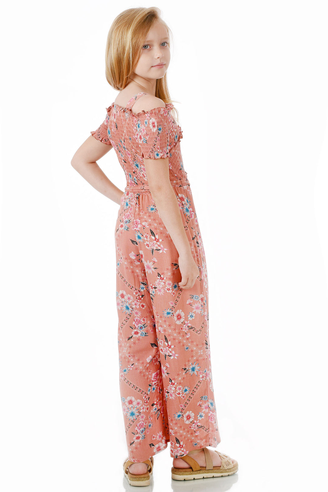 Big Girls Off The Shoulder Floral Print Jumpsuit