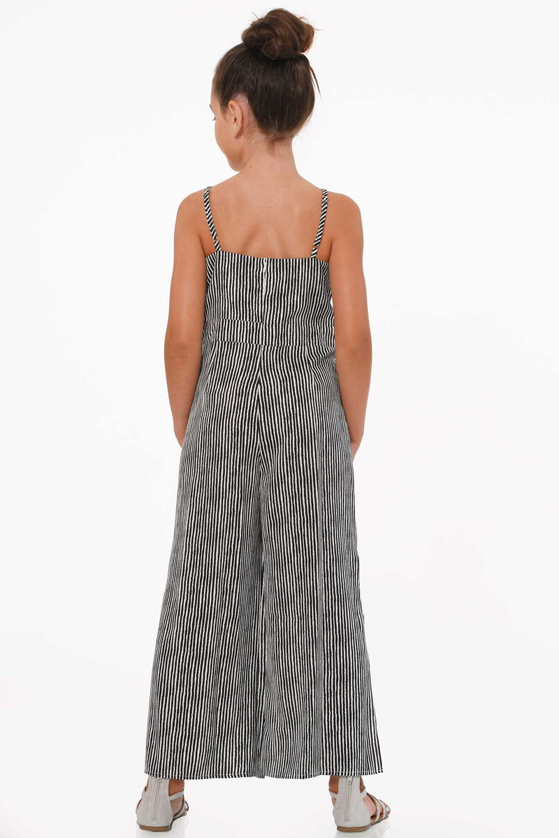 Truly Me Big Girls Criss Cross Neck Striped Jumpsuit