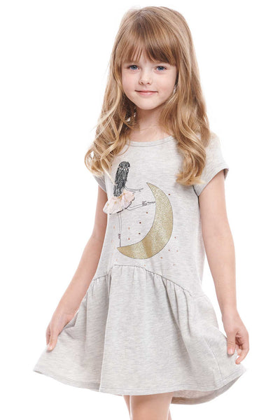 Truly Me Little Girls Ballerina On The Moon Short Sleeve Casual Dress