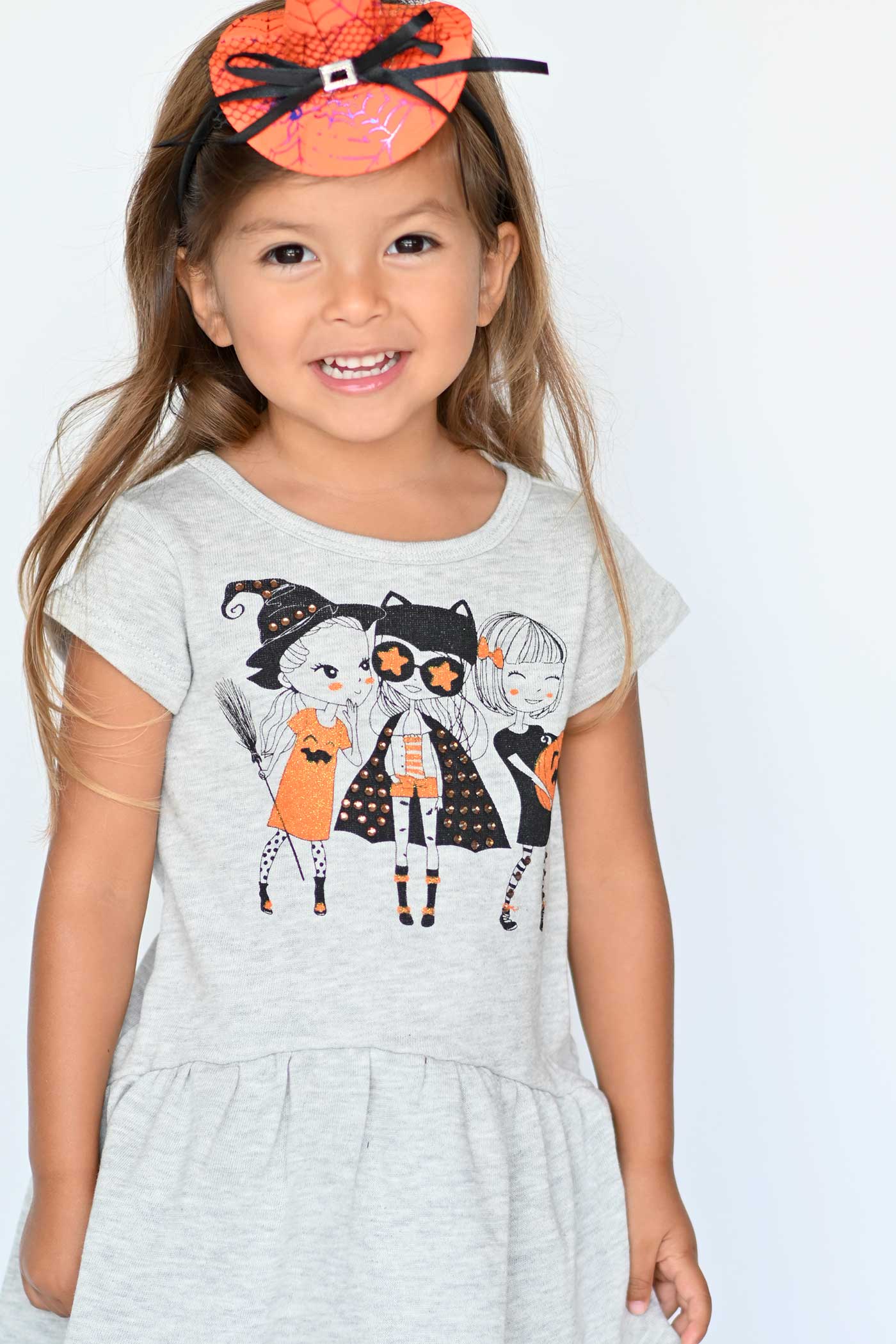 Truly Me Little Girls Short Sleeve Trick or Treat Besties Halloween Dress