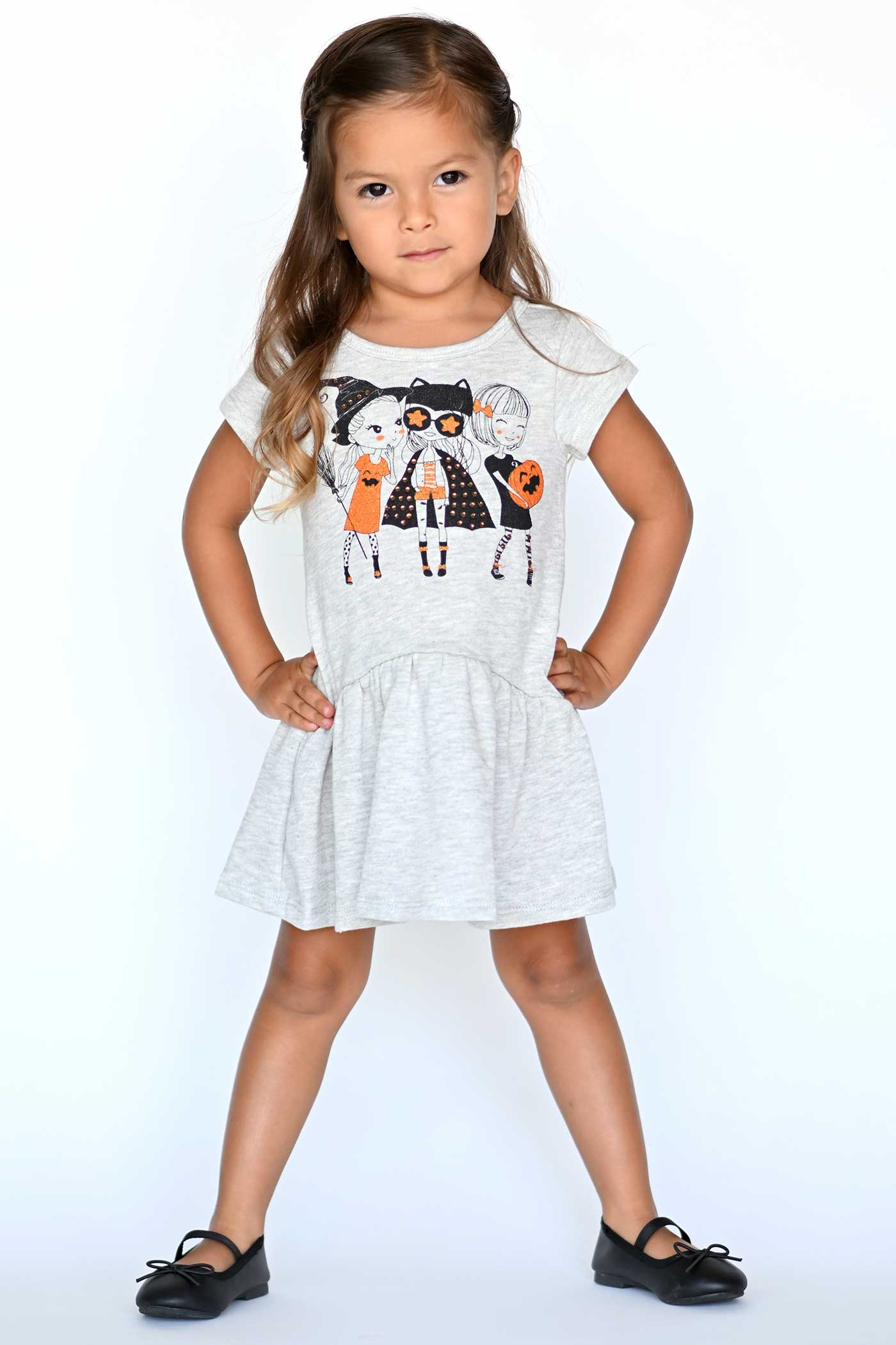 Truly Me Little Girls Short Sleeve Trick or Treat Besties Halloween Dress