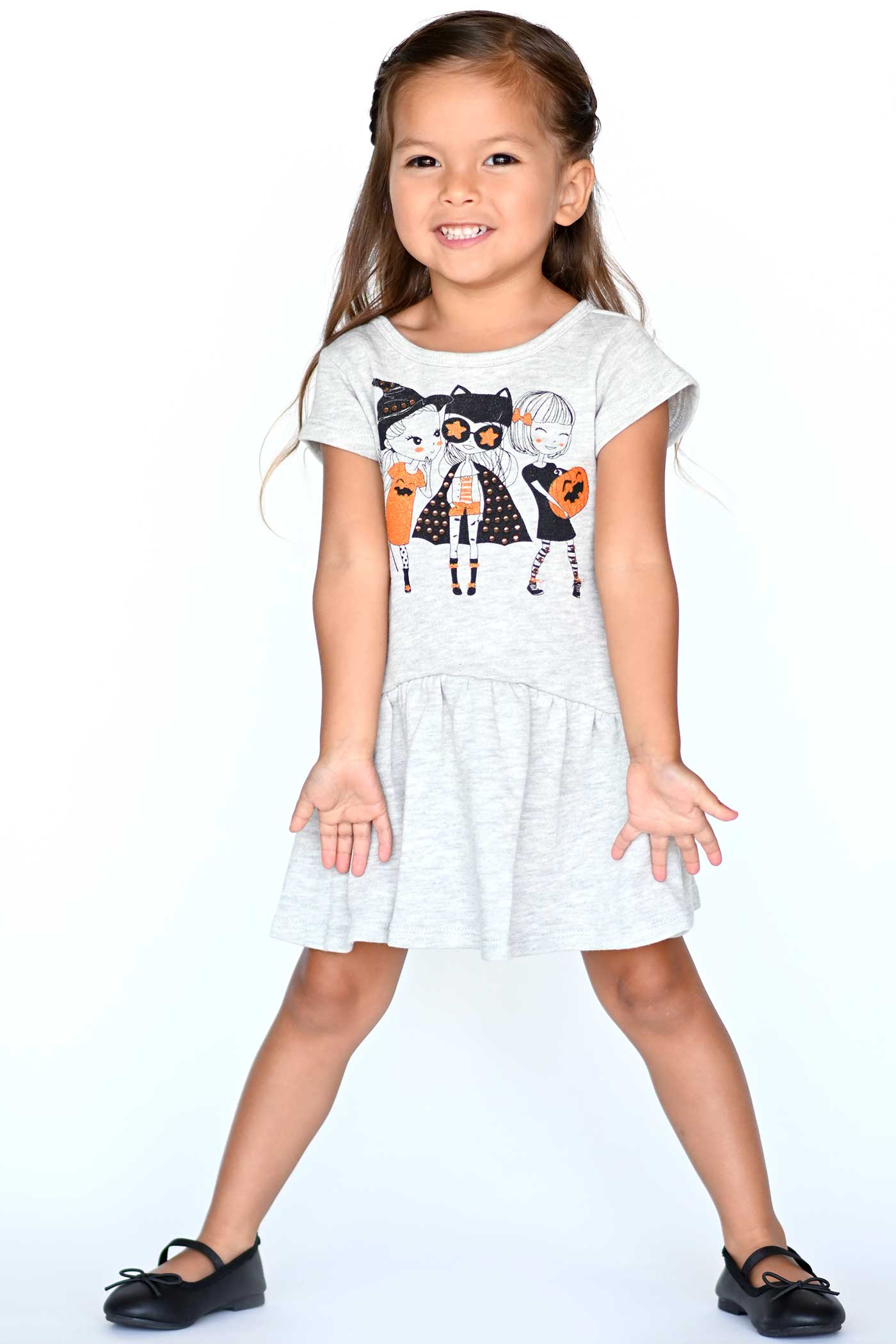 Truly Me Little Girls Short Sleeve Trick or Treat Besties Halloween Dress