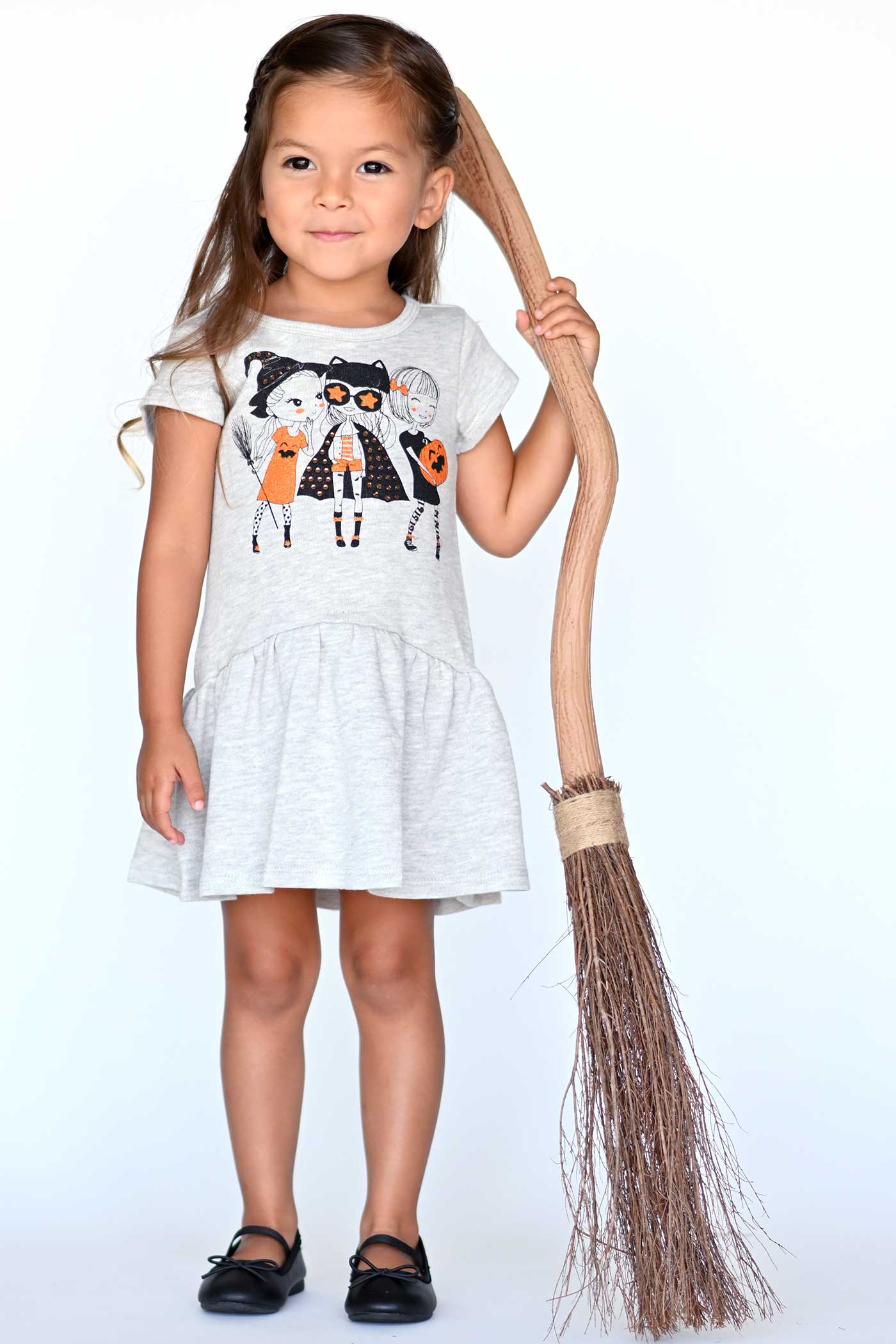 Truly Me Little Girls Short Sleeve Trick or Treat Besties Halloween Dress