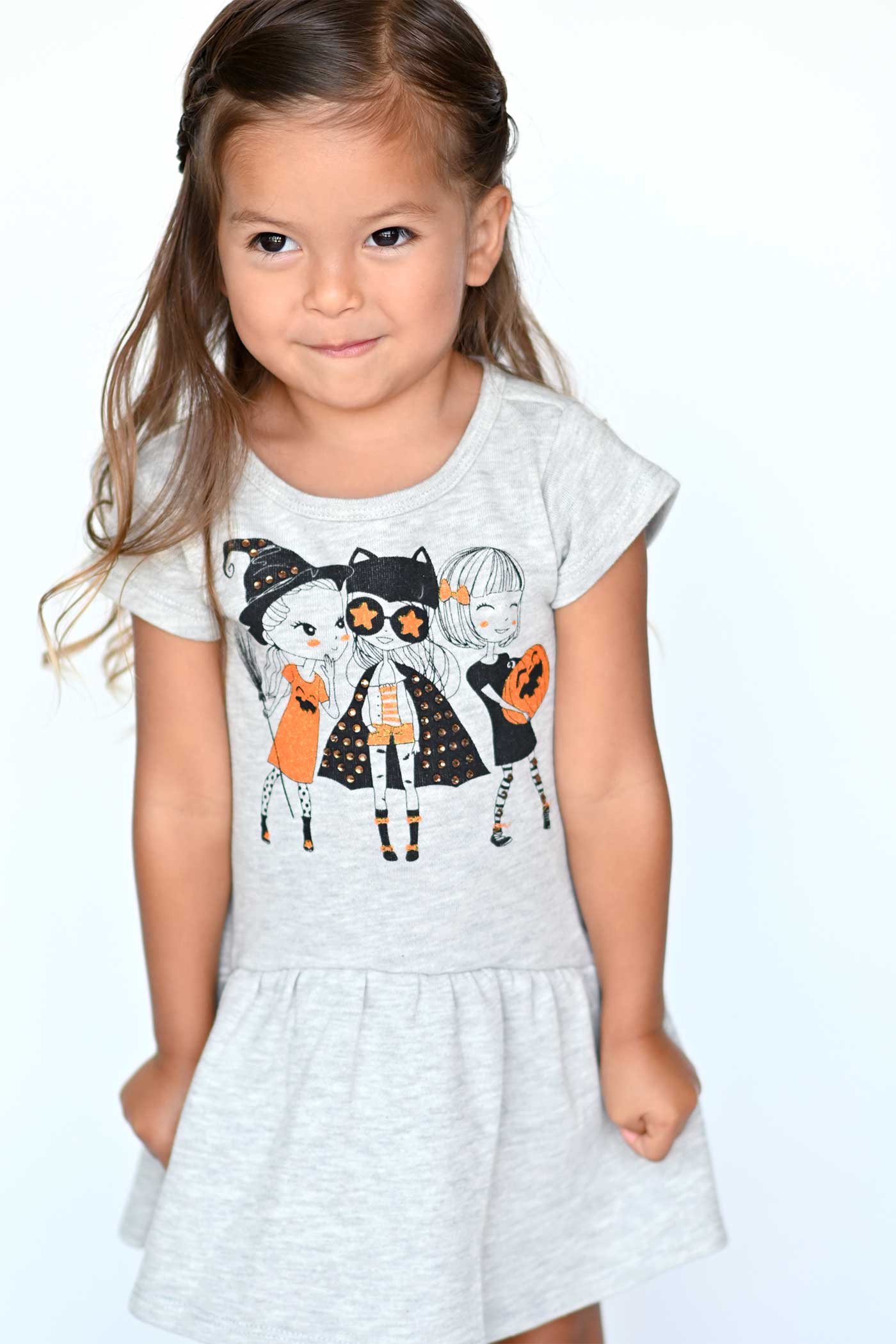 Truly Me Little Girls Short Sleeve Trick or Treat Besties Halloween Dress