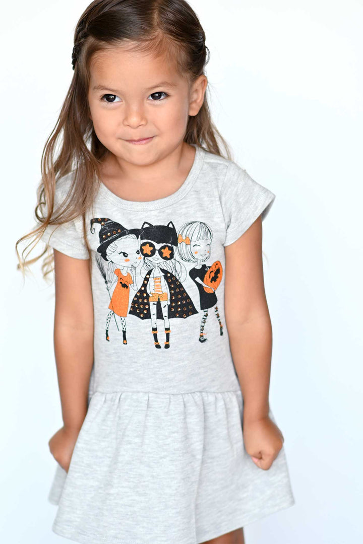 Truly Me Little Girls Short Sleeve Trick or Treat Besties Halloween Dress