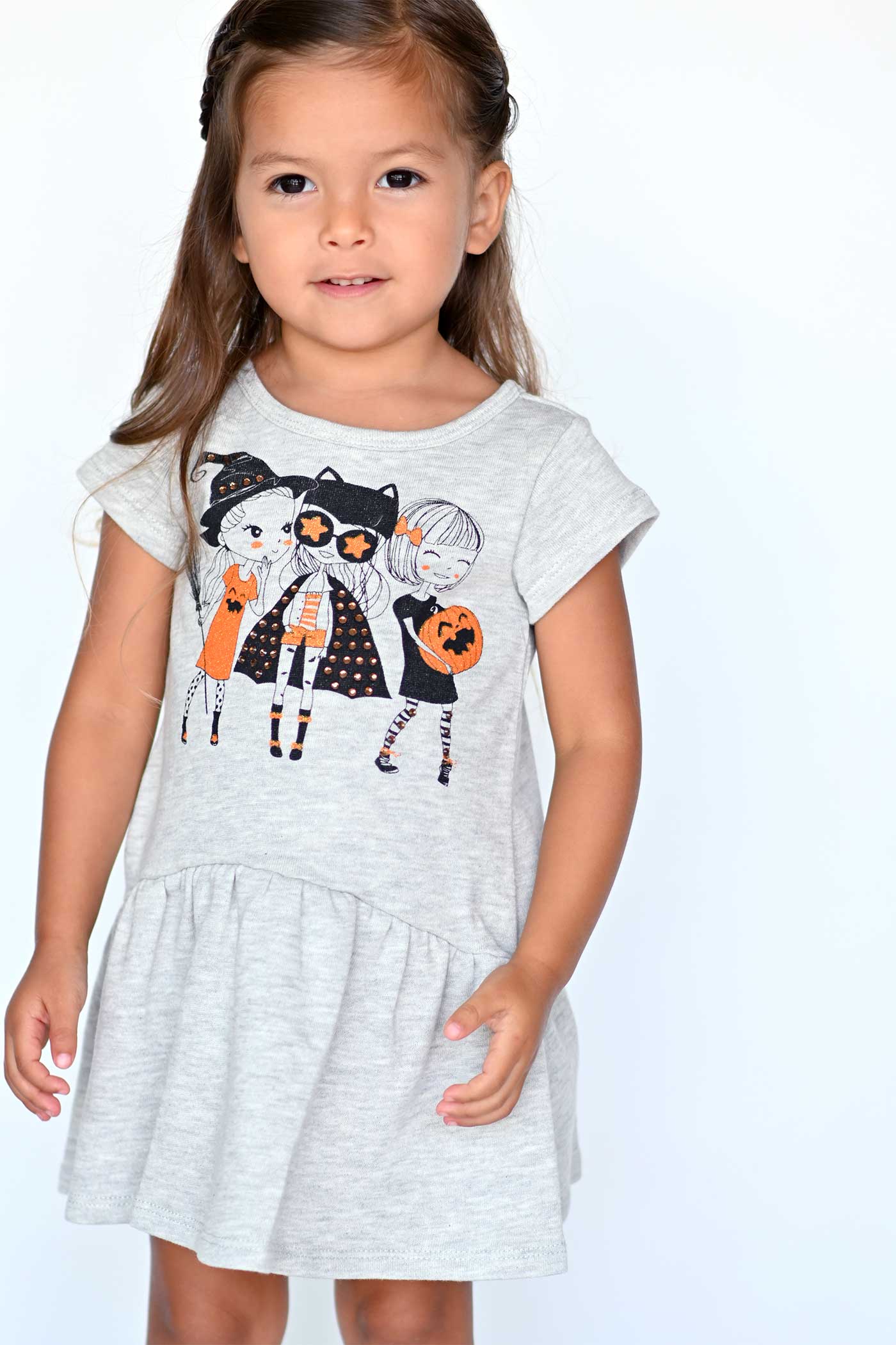 Truly Me Little Girls Short Sleeve Trick or Treat Besties Halloween Dress
