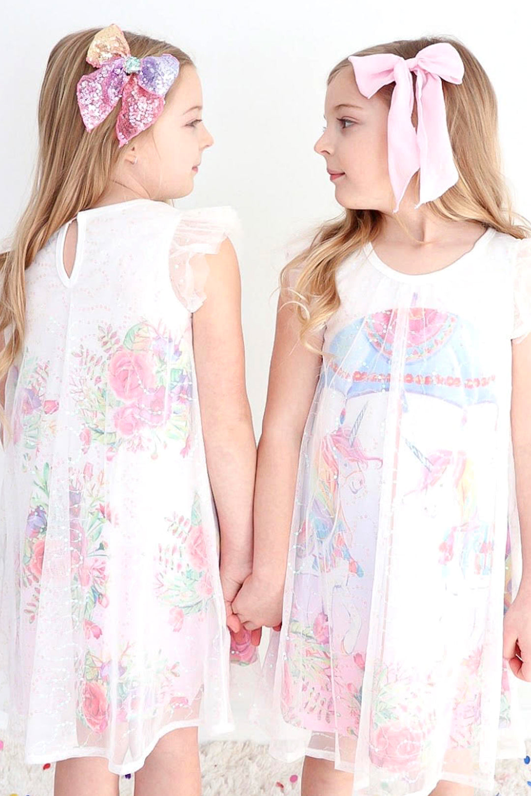Truly Me Little Girls Mesh Overlay Unicorn Dress