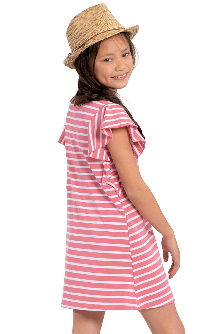 Big Girls Ruffled Short Sleeve Striped T-shirt Dress