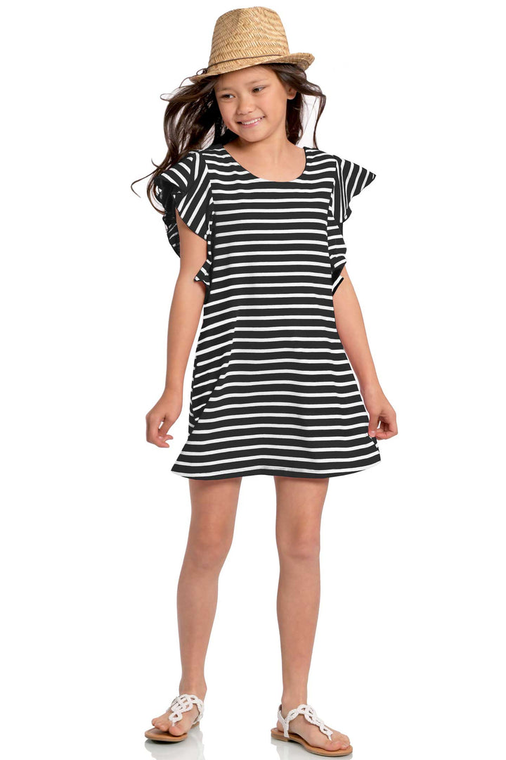 Big Girls Ruffled Short Sleeve Striped T-shirt Dress
