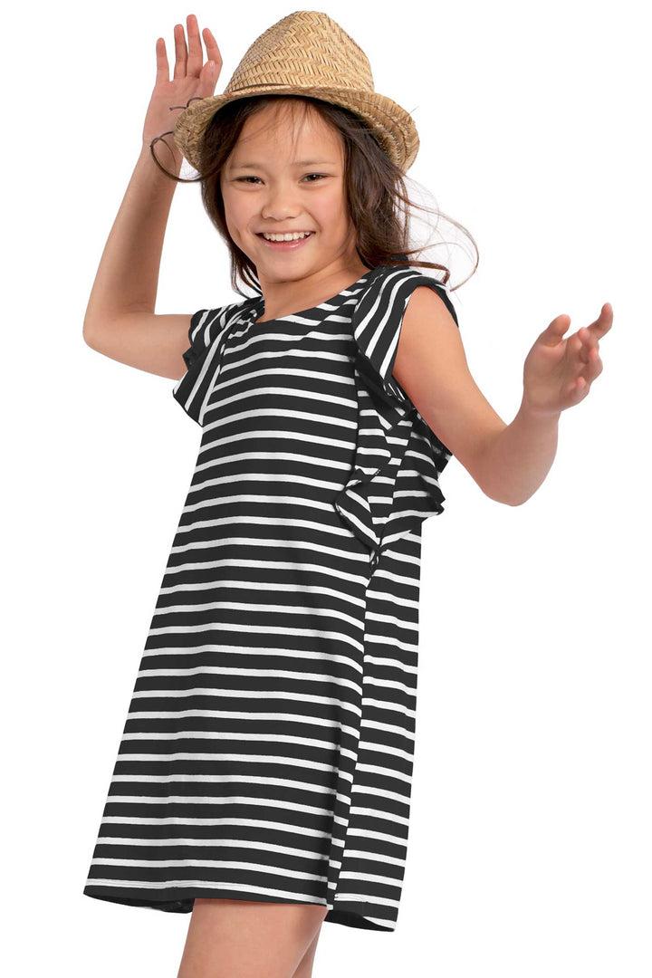 Big Girls Ruffled Short Sleeve Striped T-shirt Dress