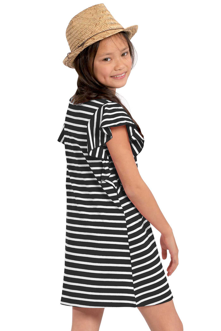 Big Girls Ruffled Short Sleeve Striped T-shirt Dress