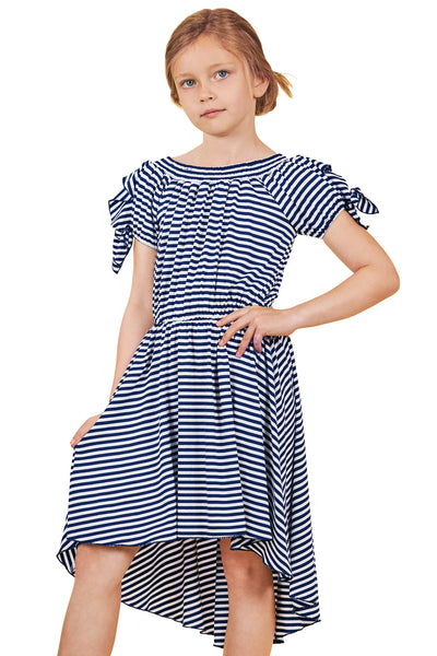 Truly Me Big Girls Off The Shoulder Striped High-Low Dress