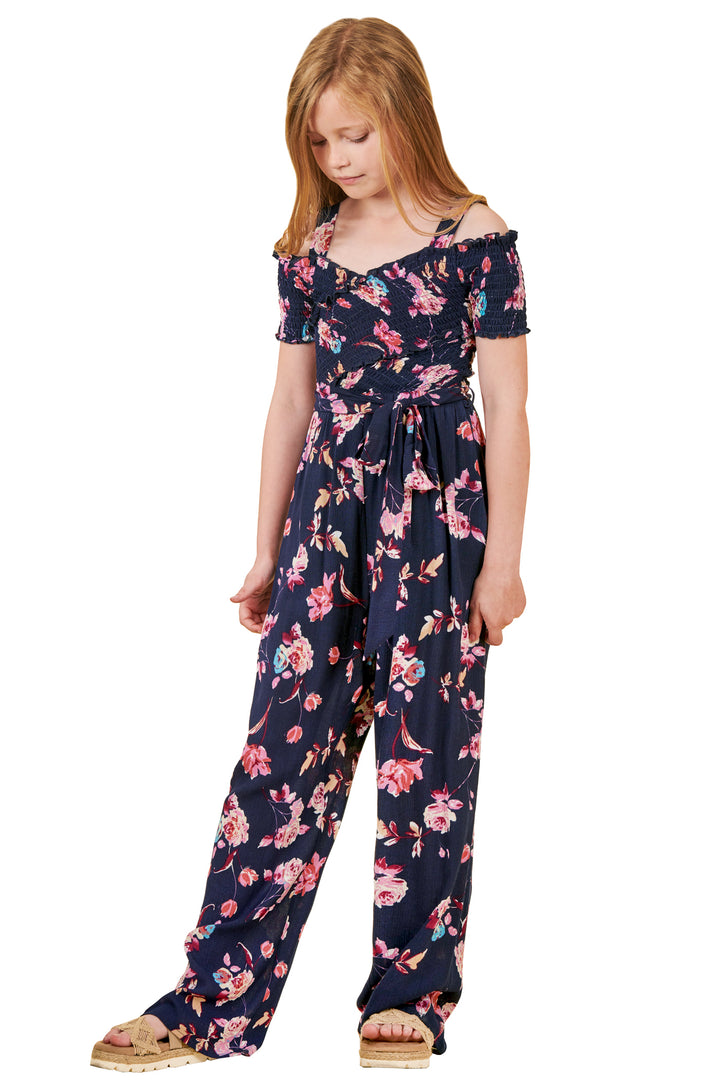 Big Girls Off The Shoulder Floral Print Jumpsuit