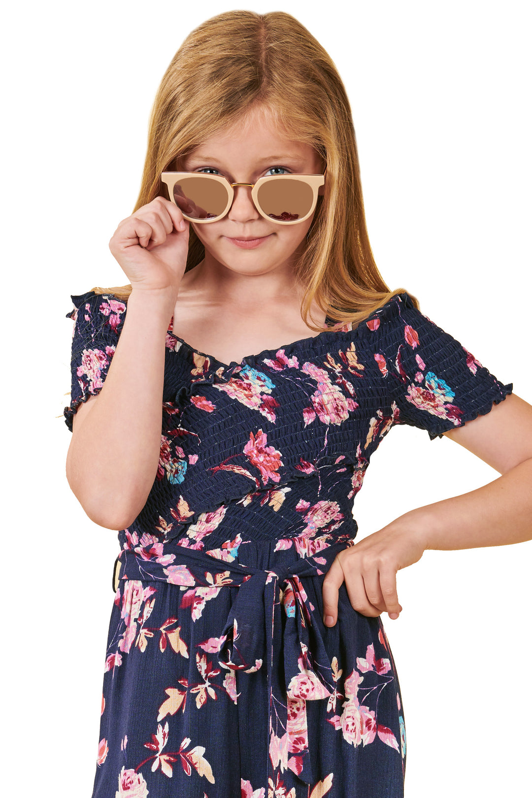 Big Girls Off The Shoulder Floral Print Jumpsuit