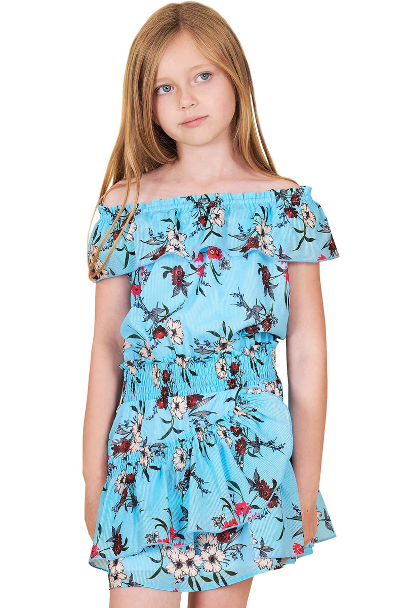 Truly Me big girls floral print off the shoulder dress