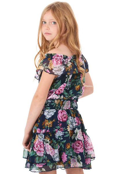 Truly Me big girls floral print off the shoulder dress