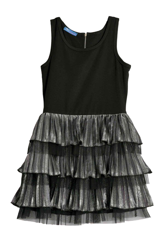 Truly Me Big Girls Metallic Pleated Fabric Tiered New Years Christmas Xmas Holiday Party Dress