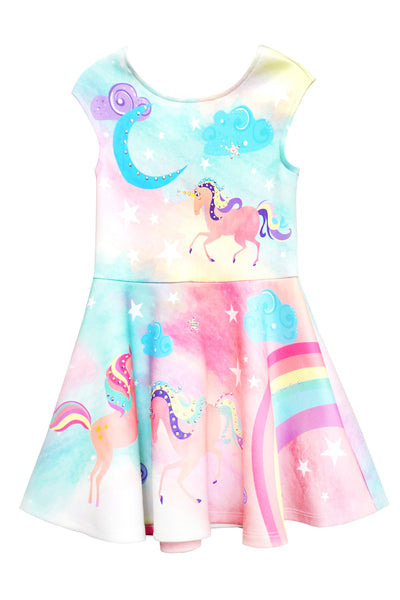 Truly Me Pink Little Girls Unicorn Rainbow Scuba Dress