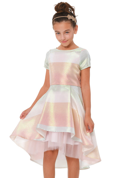 Truly Me Big Girls Pastel Striped Fit and Flare High Low Party Dress