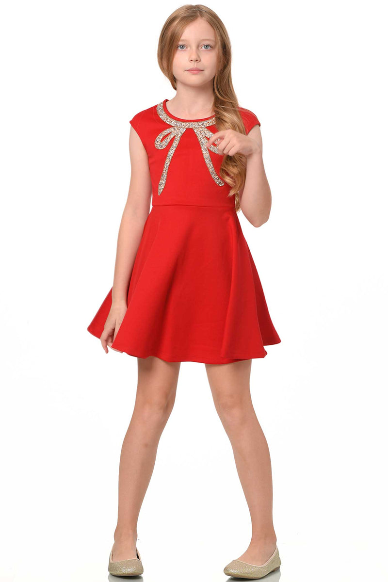 Truly Me Big Girls Fit and Flare Skater Dress with Jeweled Bow