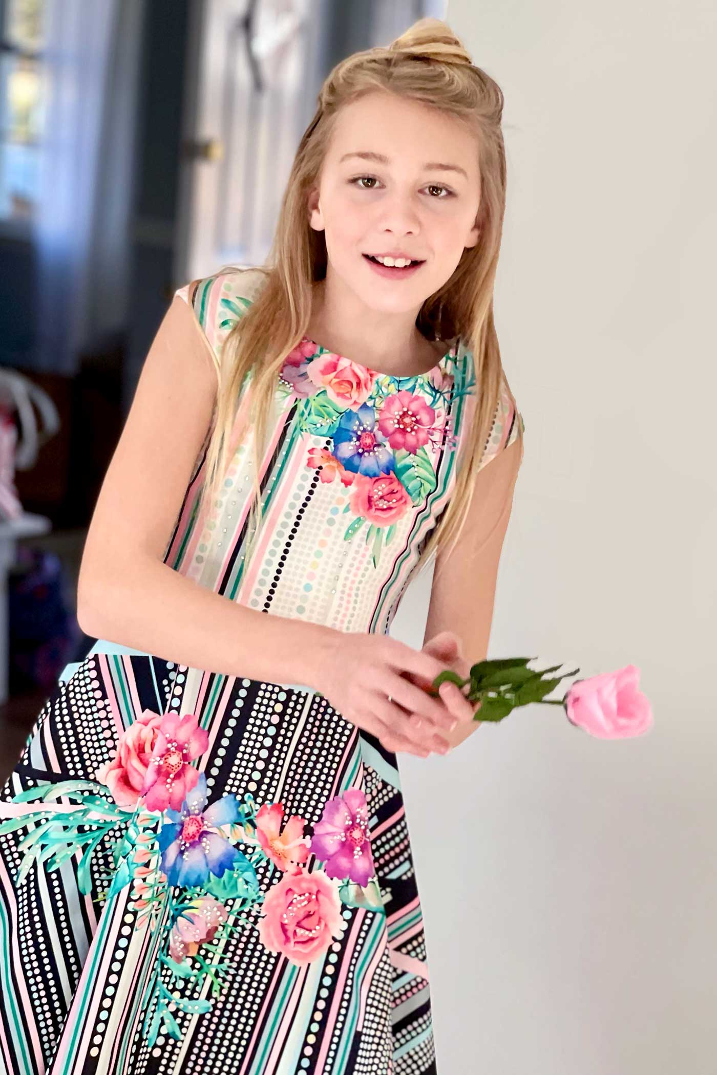 Truly Me Big Girls Mix Media Fit and Flare Skater Dress