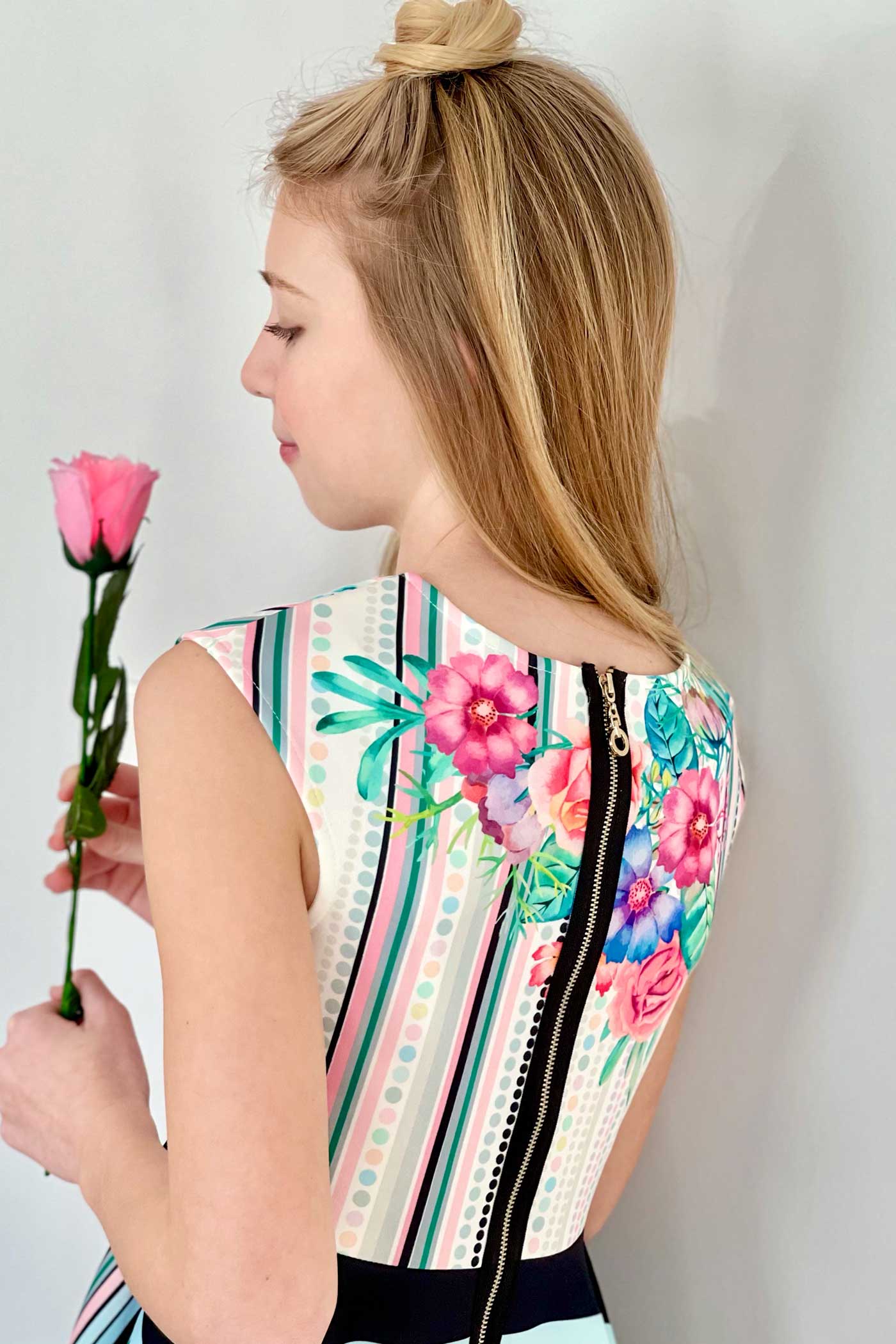 Truly Me Big Girls Mix Media Fit and Flare Skater Dress