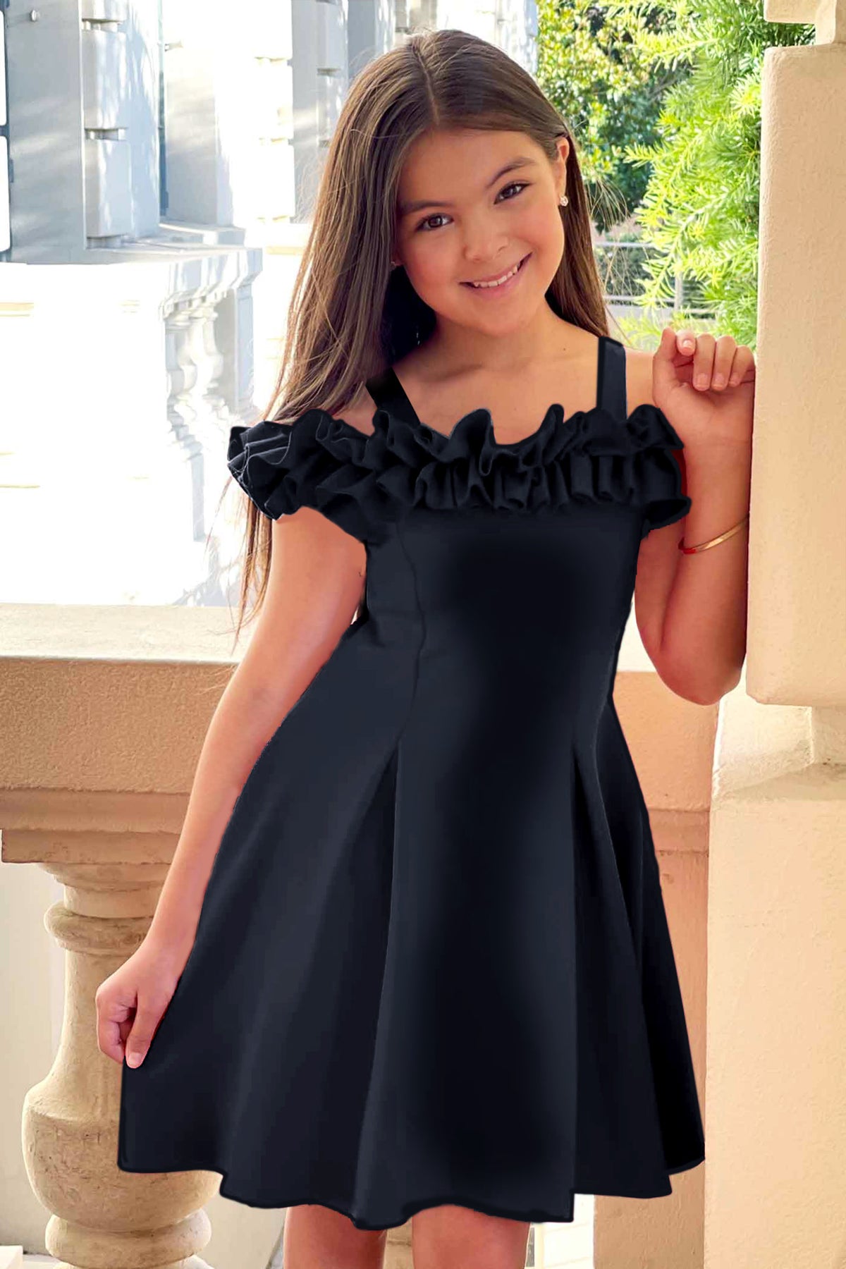 Cold shoulder fit hot sale and flare dress
