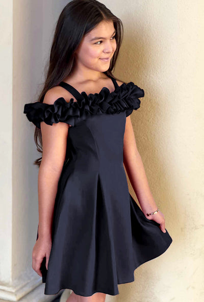 Big Girls Cold Shoulder Holiday Ruffled Fit & Flare Dress