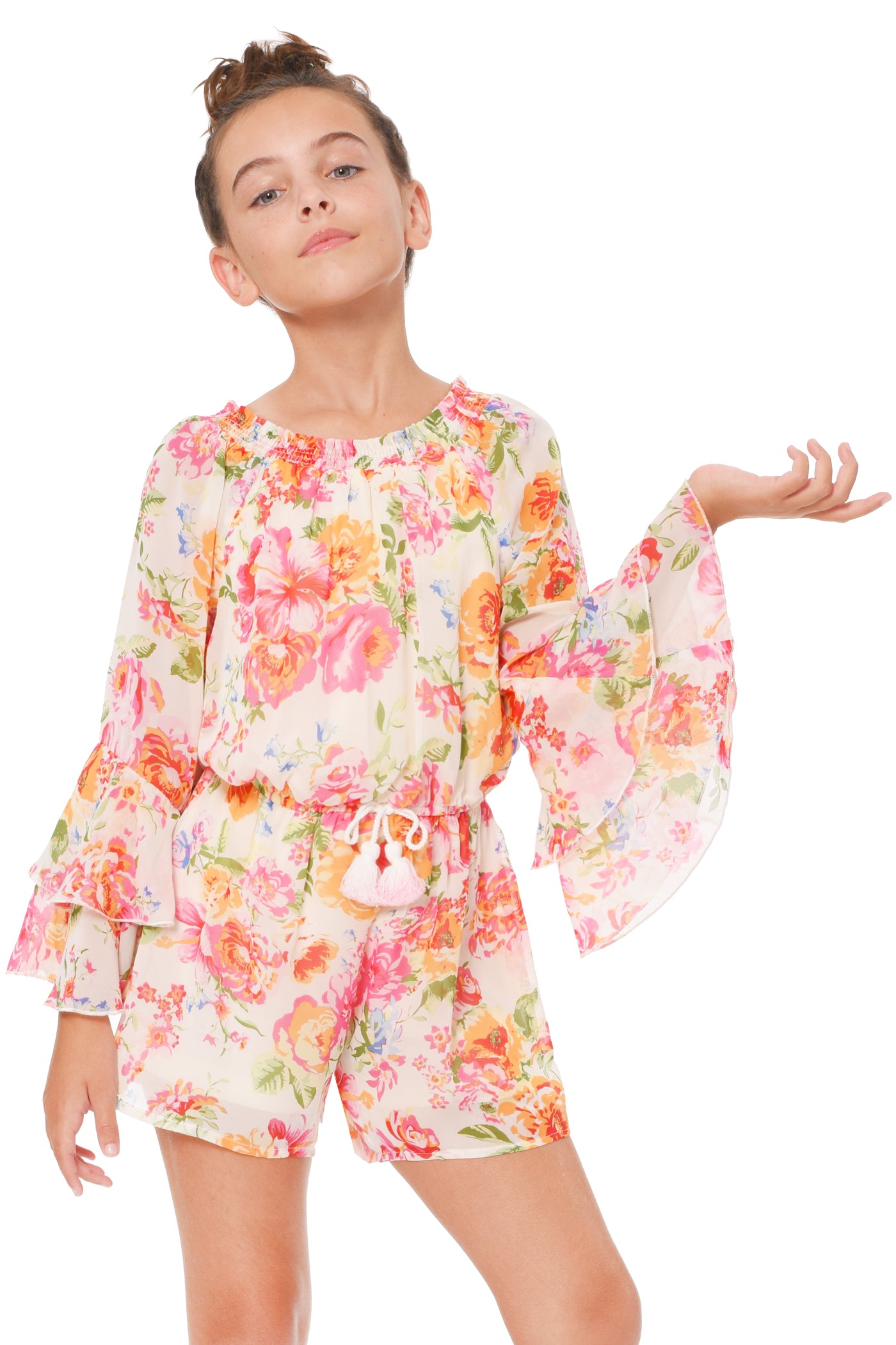 Truly Me Big Girls Floral Off The Shoulder Romper