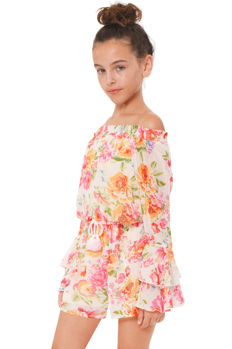 Truly Me Big Girls Floral Off The Shoulder Romper