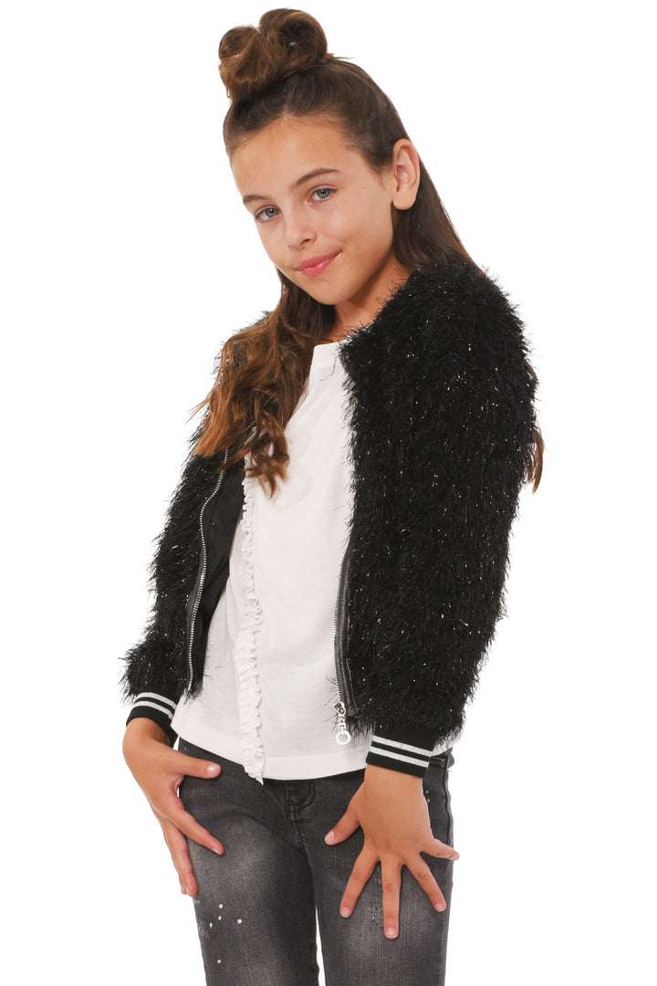 Truly Me Big Girls Faux Fur Bomber Jacket