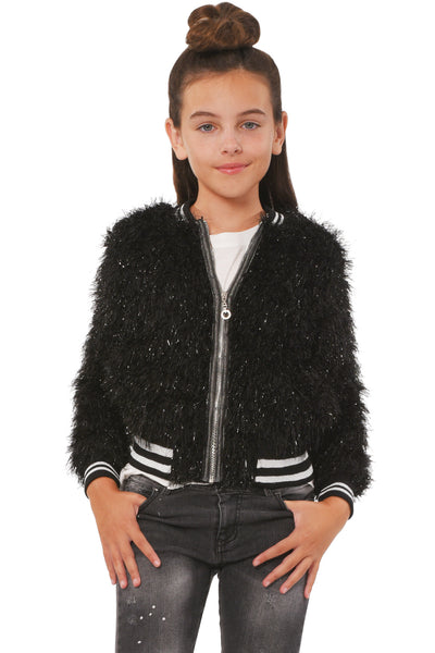 Truly Me Big Girls Faux Fur Bomber Jacket