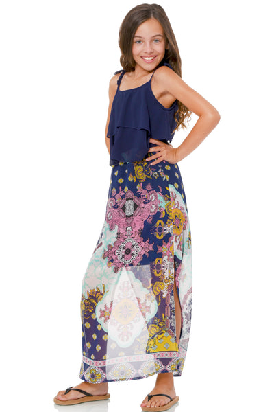 Truly Me Big Girls Print Mix Maxi Dress