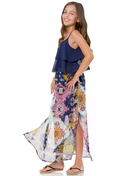 Truly Me Big Girls Print Mix Maxi Dress